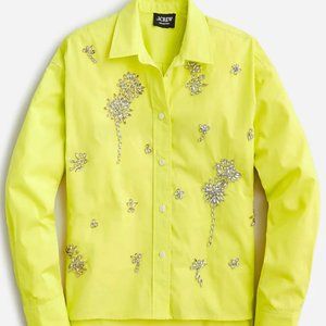 J. Crew Collection Relaxed-fit Cropped Shirt with Crystals  SZ 2